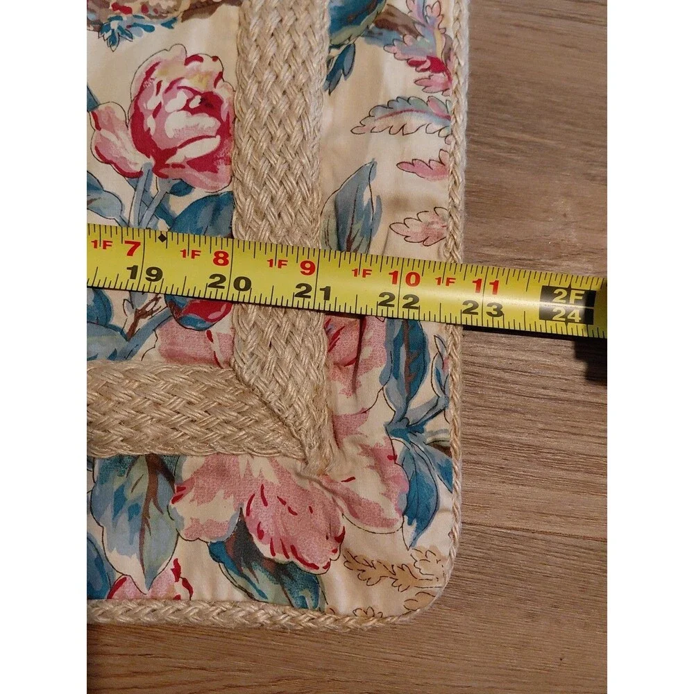 Ralph Lauren Tangier TWO Shams Jute Trim Tan Floral Design 23